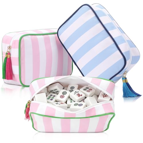 Bolsa para Mahjong americana con rayas y cremallera
