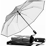 Windproof Travel Umbrella - Compact & Withstands Winds up to 85MPH, Strongest Premium Auto Folding Umbrella for Rain and Sun - Durable, Light & Portable for Women & Men, Fits Backpack & Cars