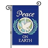 JMYROG Peace On Earth Garden Flag, Double Sided Yard Outdoor Farmhouse Lawn Porch Decor Flag, Not War Equality Ally Decor, Dove Olive Christmas Gifts for Family Friend Boss Coworker