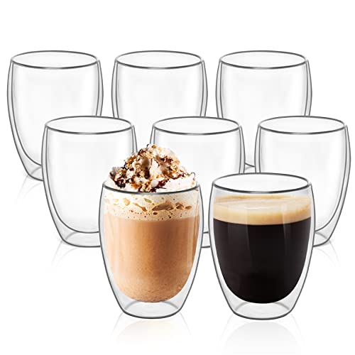 Comsaf 12 Oz Glass Coffee Mugs Set Of 8, Double Walled Glass Cups For Cafe Latte Milk Juice Clear Glass Tea Cup Set Glassware Gift For Christmas Birthday #TOP7