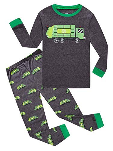 Garbage Truck Little Boys Long Sleeve Grey Pajamas 100% Cotton Sleepwear Size 6