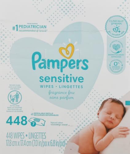Miniatura 11 de Pampers Toallitas para bebés sensibles sin perfume, 7 paquetes de repuesto (no incluye envase), 448 unidades
