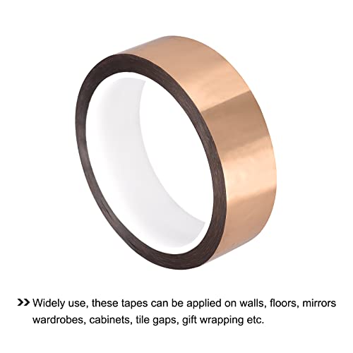 Image of MECCANIXITY Metalized Polyester Film Tape,1.17inch x 54.6yds. Adhesive Mirror Finish Decor Tape for Detailing Accent Wall,Wardrobe Crafts Tape 50m x 30mm,Rose Gold Tone