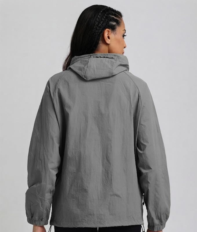 Image of CHKOKKO Windcheater For Women With Hood | With Advanced Upf 50+ UV Windproof Windbreaker Sunscreen | Lightweight Water-repellent Sports Outdoor Travel & Everyday Wear Windshield