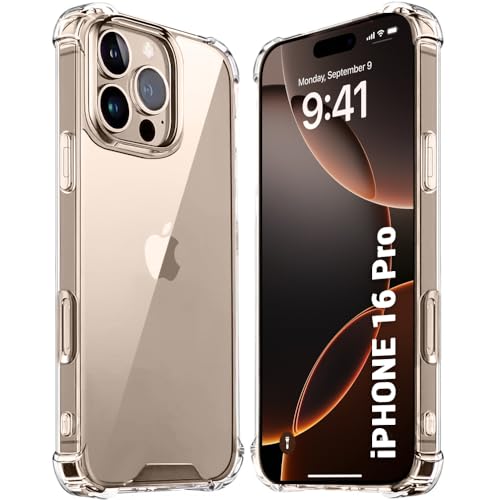Image of TheGiftKart PC,Thermoplastic Polyurethane Crystal Clear Back Cover Case for iPhone 16 Pro|360 Degree Protection|Shock Proof Design|Transparent Back Cover Case for iPhone 16 Pro(Transparent Bumper)
