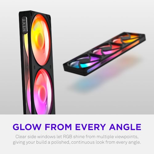 Image of NZXT F360 RGB Reverse - 360mm Single-Frame Reverse Fan - Black | 360mm single-frame unit with three 120mm reverse-blade PWM RGB fans. Clean airflow for show-side builds.