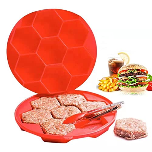 TINGJUNN 7-in-1-Burger-Patty-Silikonform, Burger-Patty-Presse, Formen und Einfrieren, mit Antihaftbeschichtung gefüllte Burger-Formen zur Herstellung von Patties zum Einfrieren, Grillen und Kochen Cover
