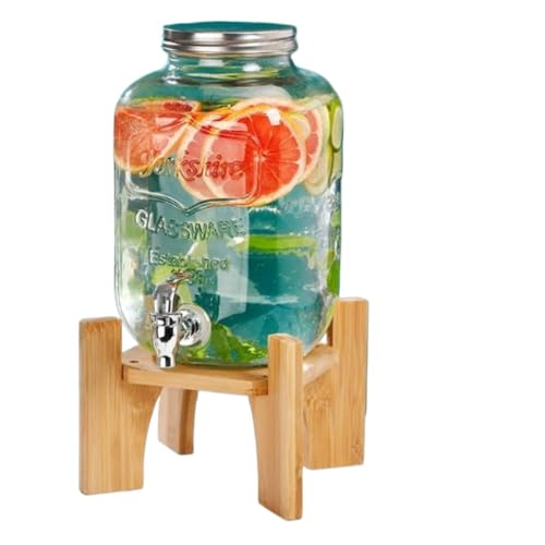LAJOKING ガラスドリンクサーバー、 蛇口付き保存容器、 梅酒・果実酒ポット 、4L/5L 、大容量 、水・カクテル・ソフトドリンク等収納 、密閉性、良好 、パーティー・家庭用 (スタイル3,4L)
