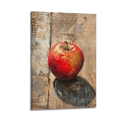 Poster en bois texture rugueuse JIDUHON déco murale pomme pour cuisine moderne et bureau