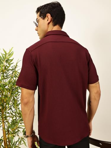 Image of Thomas Scott Men's | Solid | Half Sleeve | Slim Fit | Cotton Blend | Spread Collar | Casual Shirt