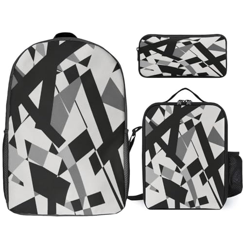 Printed Backpack With Lunch Pack Storage Box Case The Beauty of Chaos 3pcs Lightweight Travel Backpack