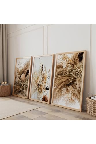 Set de arte botánico con flores secas en marco de madera miniatura 2