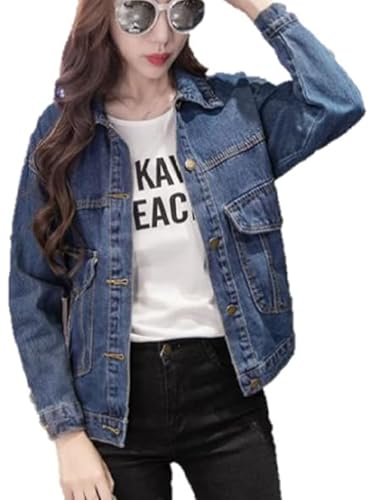 YEJUAWEN �f�j���W���P�b�g ���f�B�[�X �W�[�W���� �f�j�� �W�[�W���� �W���P�b�g ������� �I�[�o�[�T�C�Y �V���G�b�g �t�H WEN032 (L, �u���[)