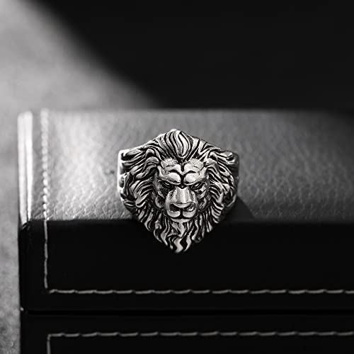 Yumikoo Lion Ring for Men Titanium Stainless Steel Open Adjustable Ring4