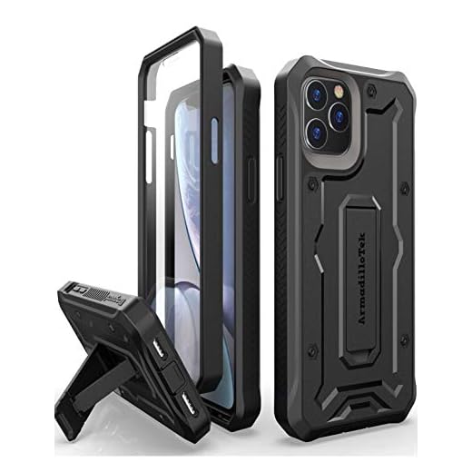 ArmadilloTek Vanguard Compatible with iPhone 11 Pro Max Case (6.5 inches) Military Grade Full-Body Rugged with Kickstand and Built-in Screen Protector - Black