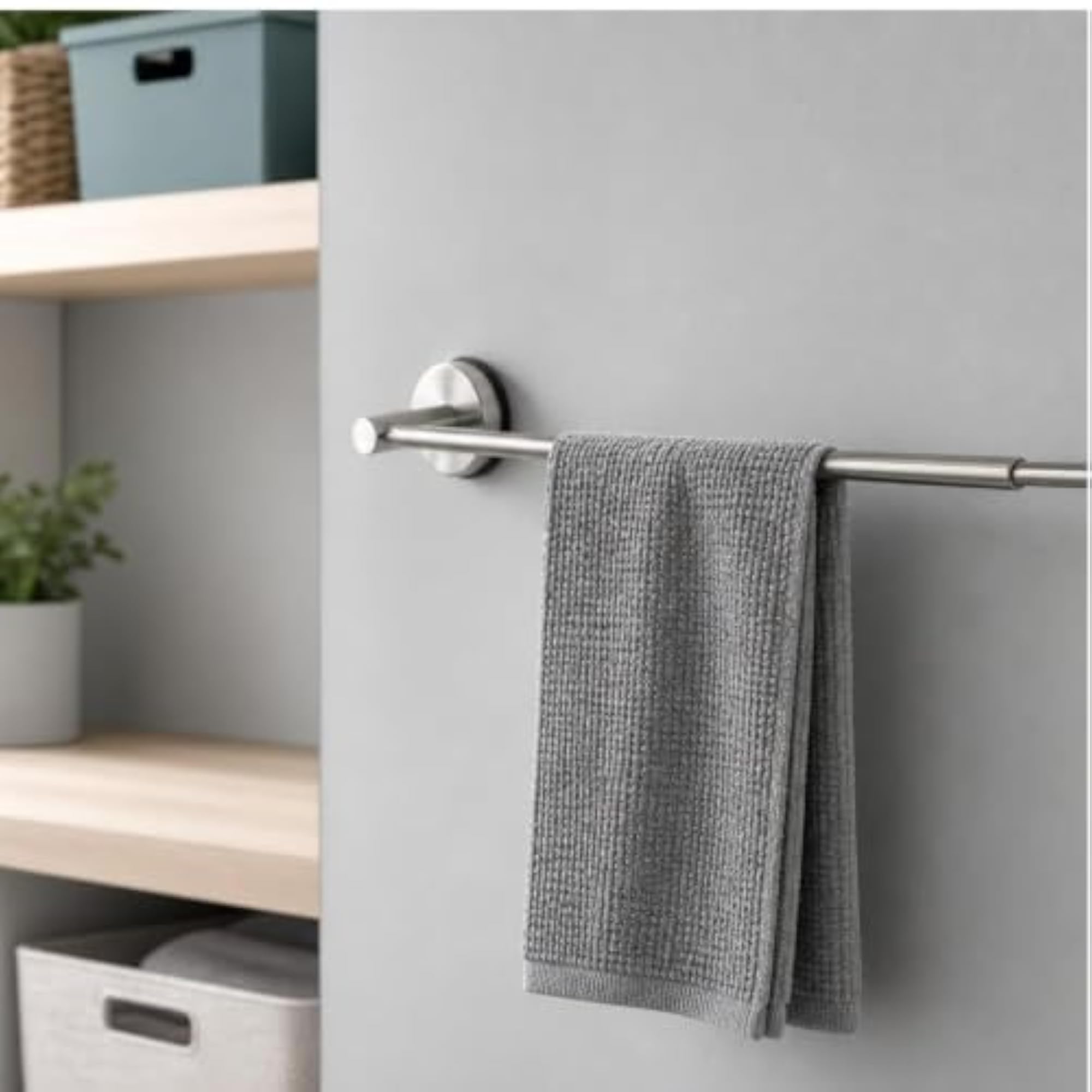 No-Drill Adjustable Towel Bar with Suction Cups