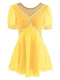MLYYX Eiskunstlaufkleid aus Netzstoff Tutu-Rock Professioneller Trainingsanzug Kurzärmliges Eiskunstlauf-Outfit,B,L