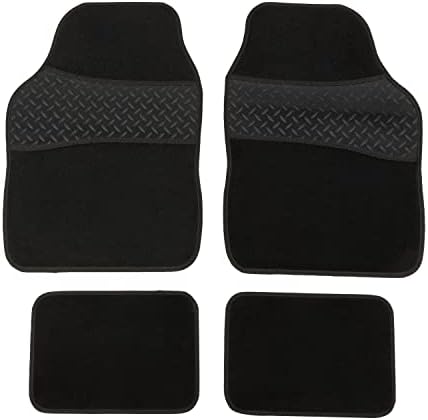 Safe Travel 27752 Universal Car Mats, Heavy Duty Rubber Heel Pad, Red Binding