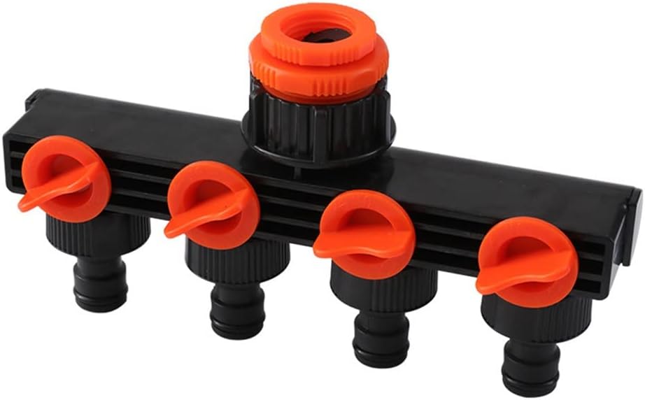 Garden Tap Water Pipe 4 Way Splitter Plastic Connector Hose Four-Way Valve Diverter Accessories (As Shown 1)