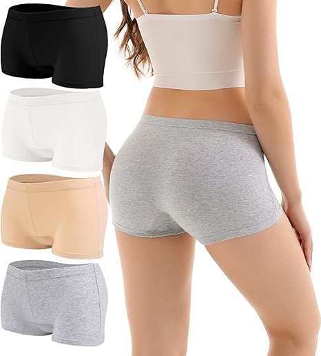 louryn koulyn 4 Pack Women's Cotton Boyshorts Panties Boxer Briefs for Ladies Full Coverage Underwear-picture-17