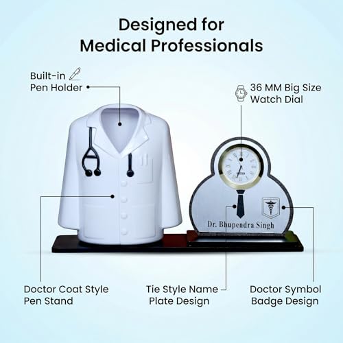 Image of Creative personalized Organizer & gift for doctor Pen Stand | Apron /Coat Shape Pencil Holder | A best gift for doctors female, male & Medical Aspirants for Graduation or Clinic Opening