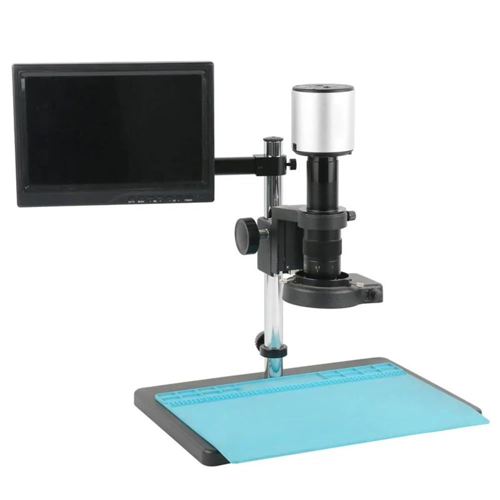 Microscope Autofocus IMX334 4K HDMI USB Industrial Measuring Video Microscope Camera U Disk Storage + 180x 200x 300x 500x C-Mount Lens(B,300X Lens)