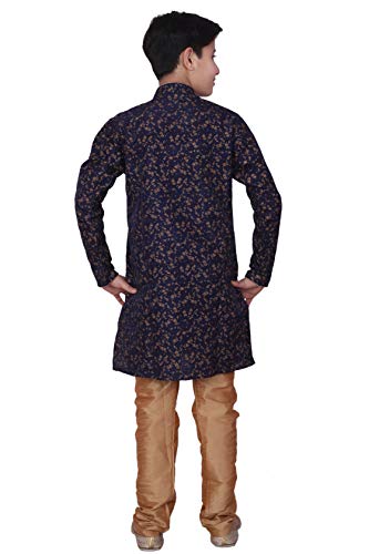Boy's Indian Kurta Set Traditional Clothes Silk Floral (S-117)2