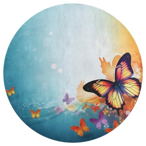 Tapis moderne papillon 90 cm antidérapant en velours corail doux lavable - 5