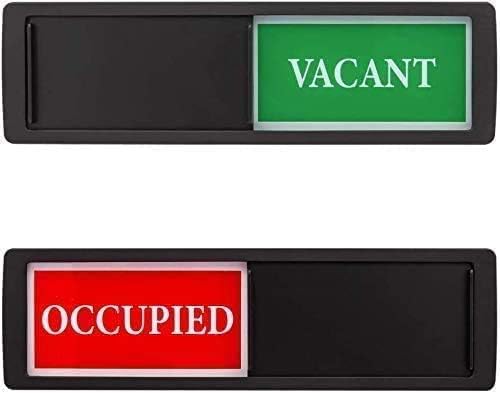 Privacy Sign, Vacant Occupied Sign for Home Office Restroom Conference Hotels Hospital, Slider Door Indicator Tells Whether Room Vacant or Occupied, 7'' x 2'' - Black
