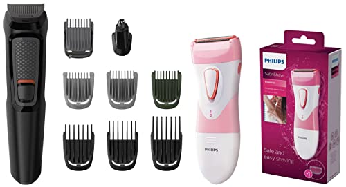 Image of PHILIPS Female Multi Grooming Kit Mg3710 /65, 9-In-1 (New Model), Face, Head And Body, 60 Mins Run Time & Cordless Satinshave Wet & Dry Electric Shaver Hp6306(Multicolor)