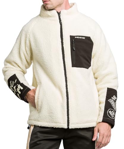 [amatsu] ボアジャケット メンズ もこもこ ブルゾン ジップアップ アウター L ホワイト