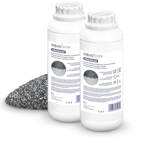 Aquafloow Nachfüllgranulat 1 Liter, Wasserfiltergranulat für Wiederbefüllbare Kartuschen, Universal Nachfüllgranulat für Wasserfilter | Entkalker für Filterkartuschen, Filtergranulat für Kannen