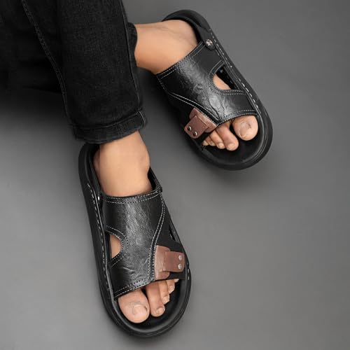 Image of Centrino Men's Sling Sandals | Stylish Strap Sandal with Grip Insole | Platform Comfort Sandal with Accent Pouch & Adjustable Strap| Comfortable Casual Footwear for Office, Travel & Walking (9578)