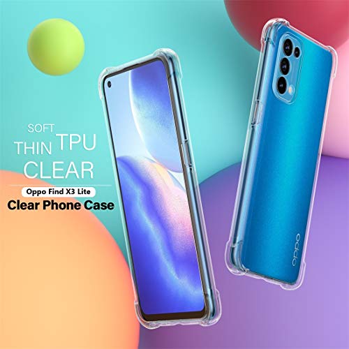 Cresee Compatible con Oppo Find X3 Lite 5G, funda transparente con esquinas reforzadas, fina, suave, antigolpes (transparente)