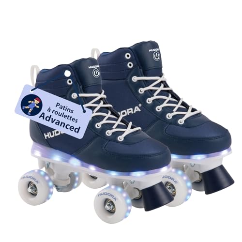 Rollers élégants HUDORA LED bleu marine pour les sorties au parc en famille