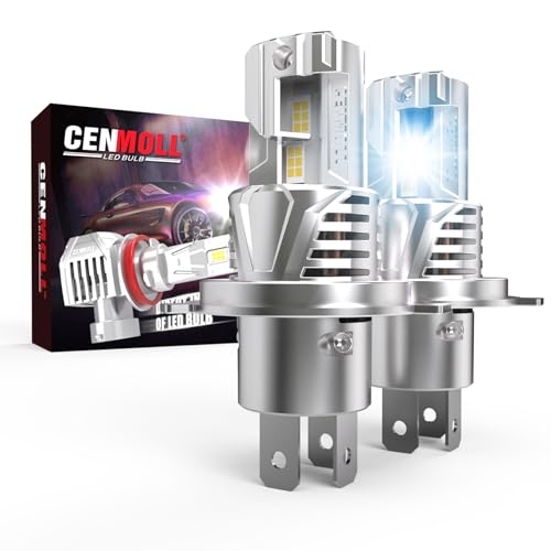 Cenmoll Bombilla H4 Led, 120W 24000LM 6000K Blanco Frío 600% Brillo Bombillas H4 Led Coche Canbus Libre de Errores Diseño Inalámbrico Todo en Uno Xenón Halógeno Kit de Conversión de Repuesto, 2 pezzi