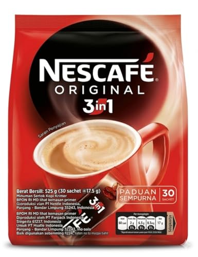 Image of NESCAFE Original 3-in-1 Instant Coffee, Powder Form, by febora foods, 30 Sachets, 525g, Caffeinated, Original Flavour