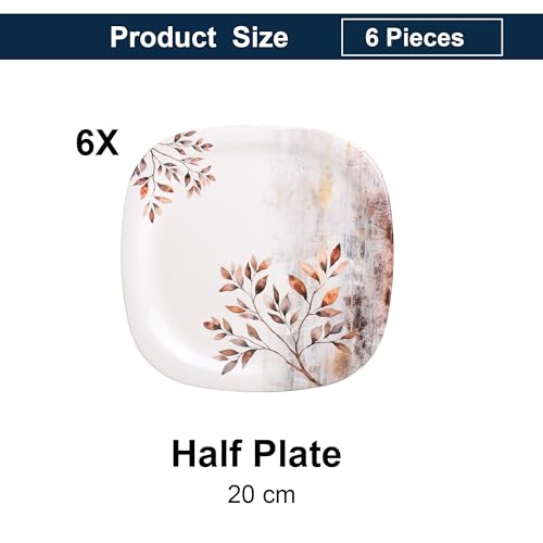 Image of Golden Fish 6 Pcs Quarter Plate Set for Quick Serving | Small Plates for Snacks, Breakfast & Starters | Compact Size, Easy Handling & Stackable Design | Ideal for Home Use & Gifting