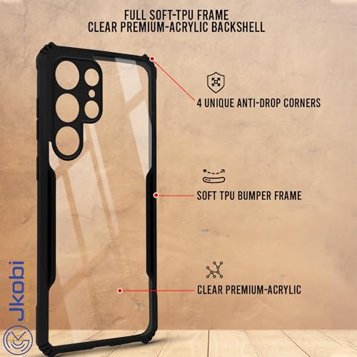 Image of Jkobi Back Case Cover for Samsung Galaxy S24 Ultra (Shockproof with Polycarbonate Clear Panel | Professional Black)