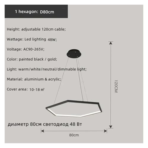 Suspension LED moderne en aluminium hexagonale réglable pour chambre et salon