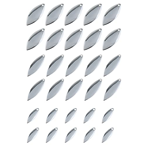 Fishing Spoons Blade ZZHXSM 30PCS Fishing Spinner Blade Colorado Willow Kit, Spoon Easy Spin Spinner Bait, DIY Lure Kit Making Spinner Tackle Accessory, 10PCS for Each Size