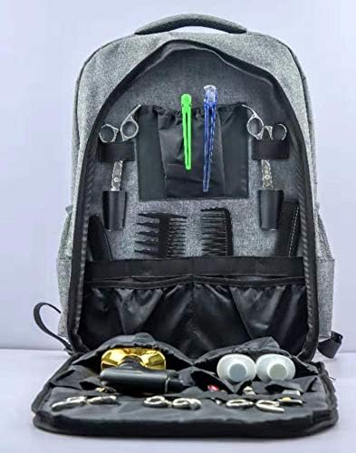 YOMQLJXB Portable Barber Bookbag Hairstylist Backpack, Makeup Tool Bag Multifunction Travel Backpack Cosmetic Organizer Box Waterproof Storage Bag clipper case backpack organizer(grey)