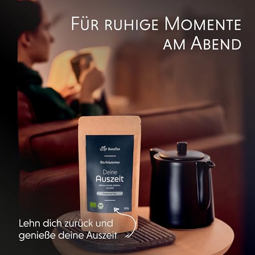 BIO Abendtee 100g - Deine Auszeit mit Baldrian, Lavendel, Melisse, Kamille, Lose Kräuter-Tee-Mischung für Entspannung am Abend