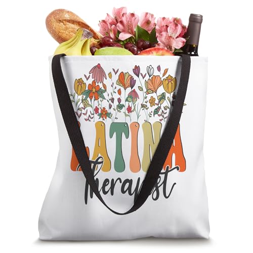 Bolso tote para mujer con estampado floral de flores silvestres y diseño de terapeuta latina miniatura 4