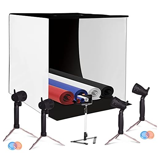 Emart Photography 24 x 24 Inches Table Top Photo Studio Continous Lighting LED Light Shooting Tent Box Kit, Camera Tripod & Cell Phone Holder