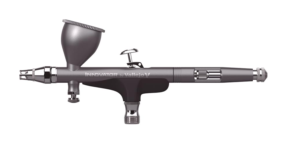 Vallejo - Airbrush Innovator, Profesional Dual-Action Gravity-Feed System with 0.2 & 0.3mm Nozzles and 0.3 fl.oz. Cup Included, Adjustable Needle-Travel Regulation, Ultra-Light Alloy Construction