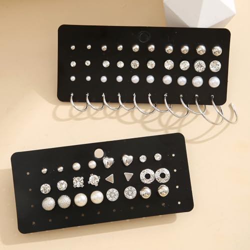 116 Pcs Silver Jewelry Set with 7Pcs Layered Necklace, 11 Pcs Bracelet and 22pcs Hoop Earrings ,22pcs Knuckle Rings,54pcs stud earrings Jewerly set For Women Valentine Anniversary Friendship Gift - Thumbnail 6