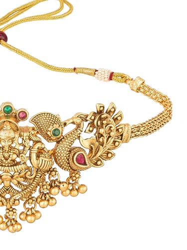 Image of BEVOGUE Exquisite Necklace Set for Women Stylish | Temple Jewellery Set for Women in Choker Style | South Indian Jewellery Set Traditional | Perfect Gifts for Woman