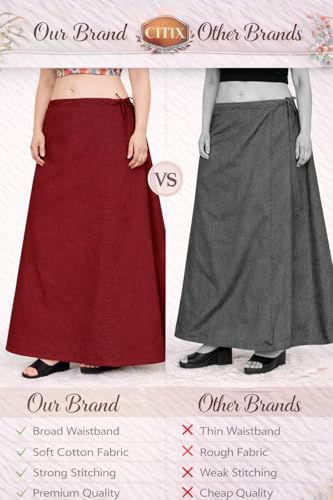 Image of CITIX Pure Cotton Petticoat for Woman Saree | Adujastable Drawstring Waist