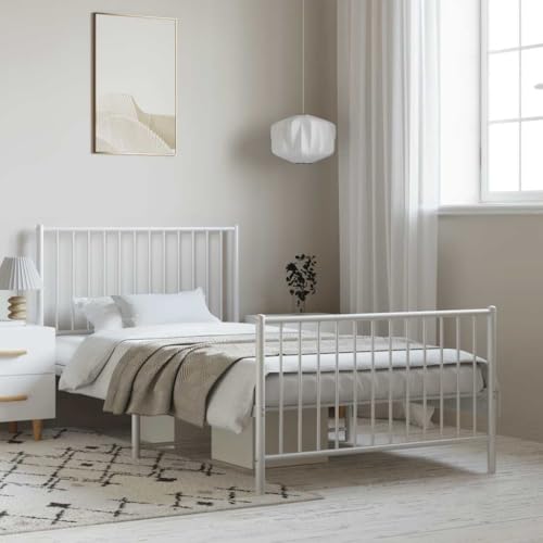 vidaXL Giroletto con Testiera e Pediera Metallo Bianco 100x190 cm